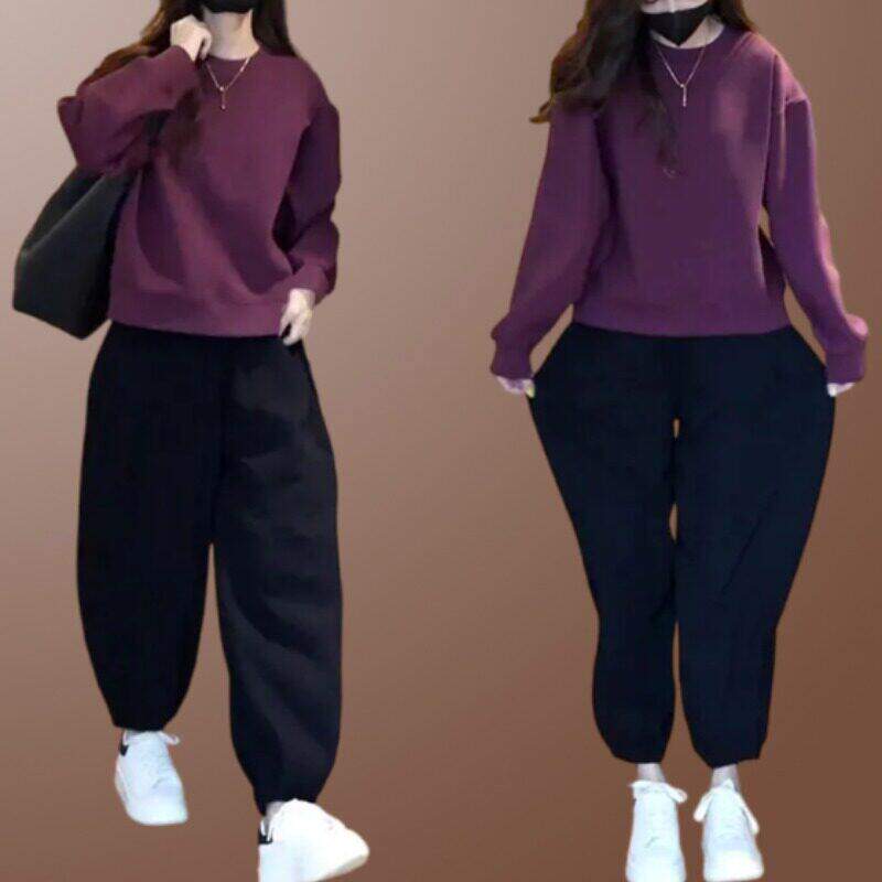 胖mm大码女2026春秋新款宽松运动套装洋气长袖卫衣休闲卫裤两件套