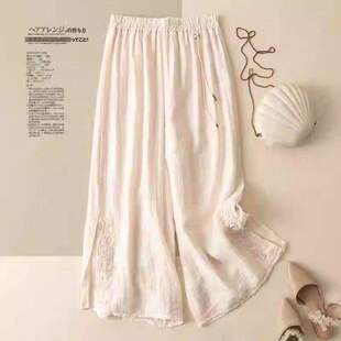 胖mm裤 休闲裤 子垂感阔腿裤 棉麻高腰直筒裤 女 2026春夏宽松时尚 大码