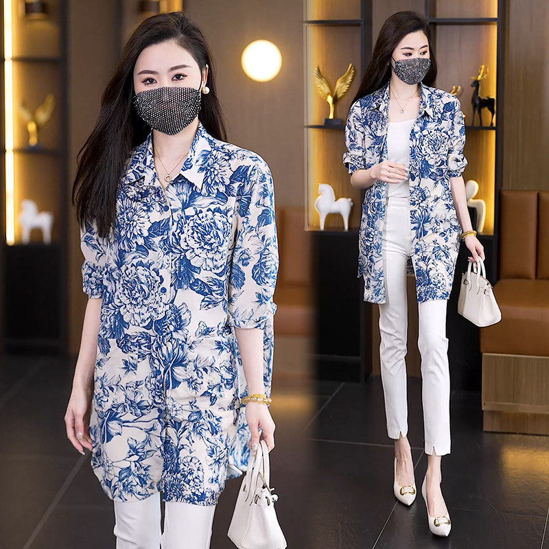 大码衬衫女胖mm高端时尚2026春秋新款百搭衬衣外套中长款防晒上衣