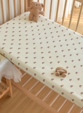 婴儿床床笠全棉双层纱布新生儿宝宝床笠A类床上用品ins可定制白色