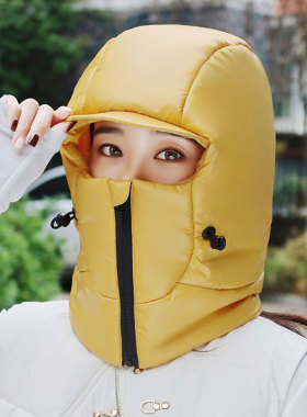 冬季保暖帽女骑车电动车护脸护耳围脖一体加厚雷锋帽户外防寒神器