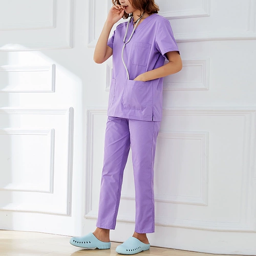 Хлопковый лонгслив, хлопковая униформа врача для работы, для салонов красоты, короткий рукав