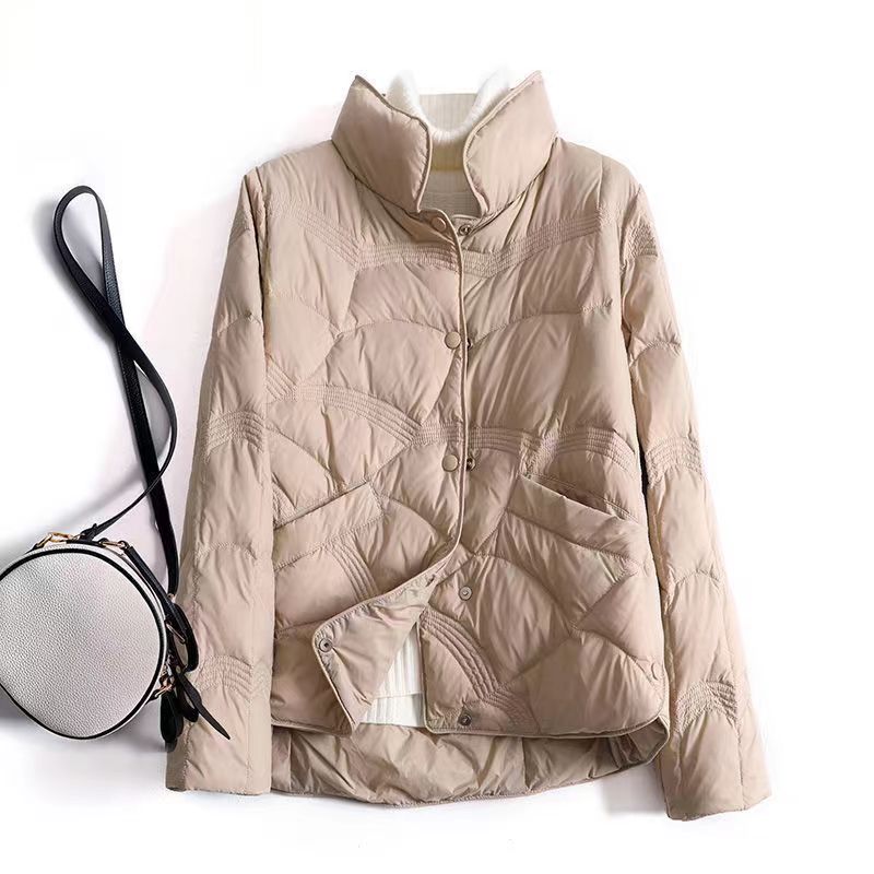 拼接羽绒棉服轻便短外套大码