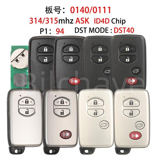 适用于丰田汉兰达RAV4智能卡遥控钥匙314/315mhz ASK P1:94 0140