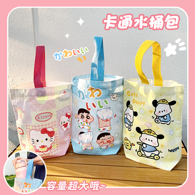 可爱手提帆布水桶包手拎布袋上班杂物小拎包女便携通勤迷你手提袋