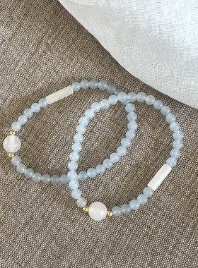 2024新中式国潮蓝色气手串串珠男女清凉夏日气质配饰手链女百搭