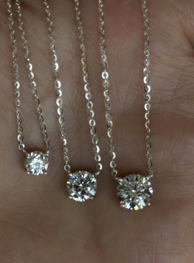 通体纯银爆闪轻奢单钻小众时尚气质项链简约百搭鼻屎钻锁骨链女