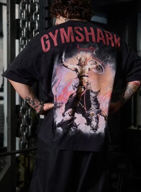 GYMSHARK鲨鱼斯巴达勇士健身训练纯棉宽松短袖T男女美式透气半袖