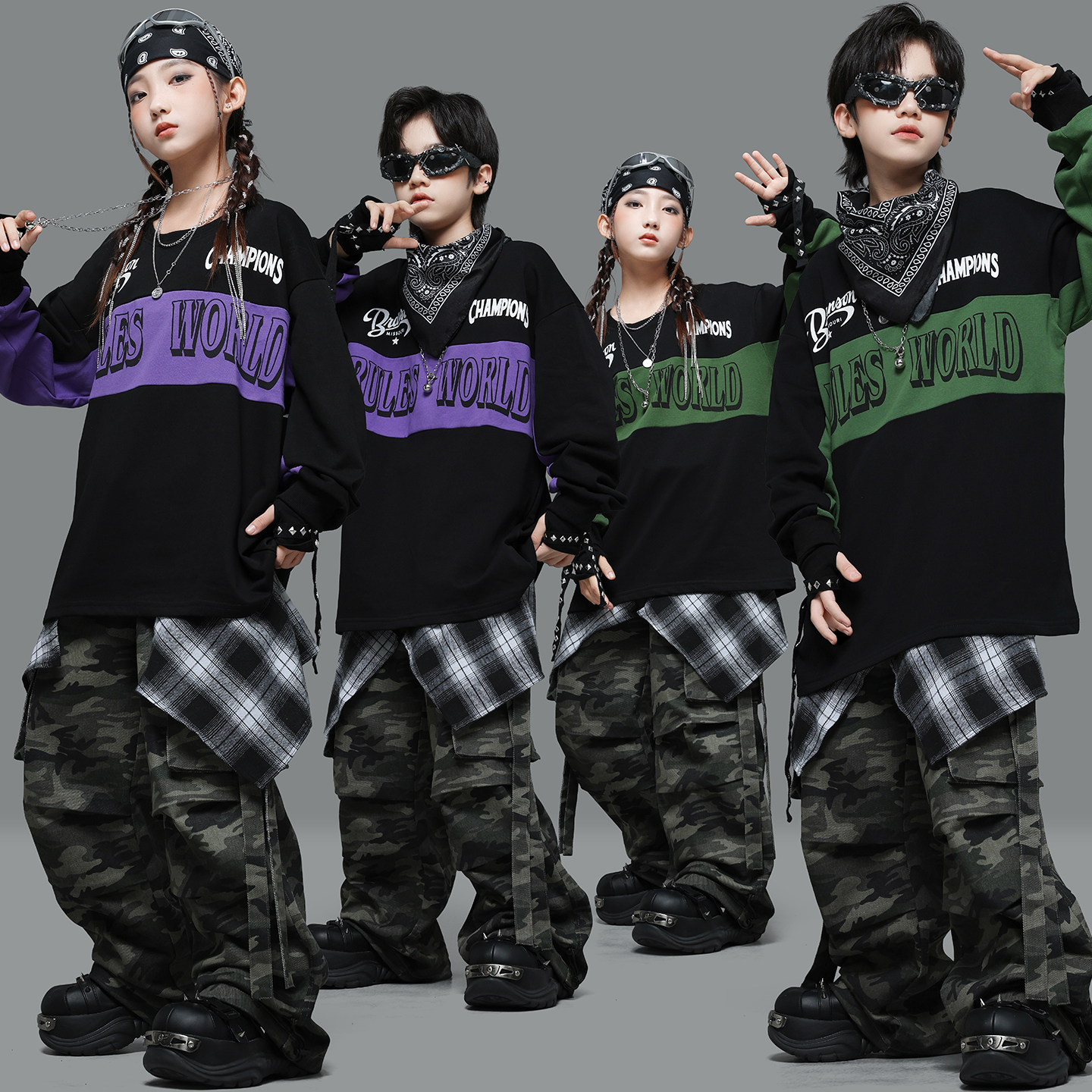 儿童街舞服男女童嘻哈宽松卫衣