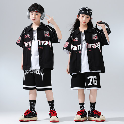 街舞男女童hiphop棒球服外套夏季