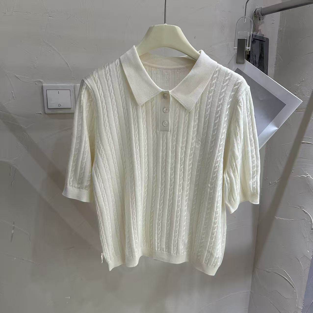 韩国麻花编织重工刺绣羊毛针织衫女韩版时尚简约百搭小翻领上衣