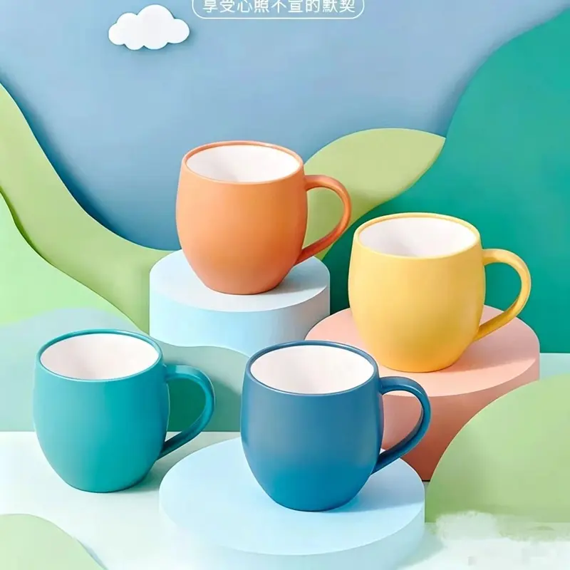 网红一家四口杯子套装高颜值马卡龙色洗漱杯防摔饮水漱口杯家庭装