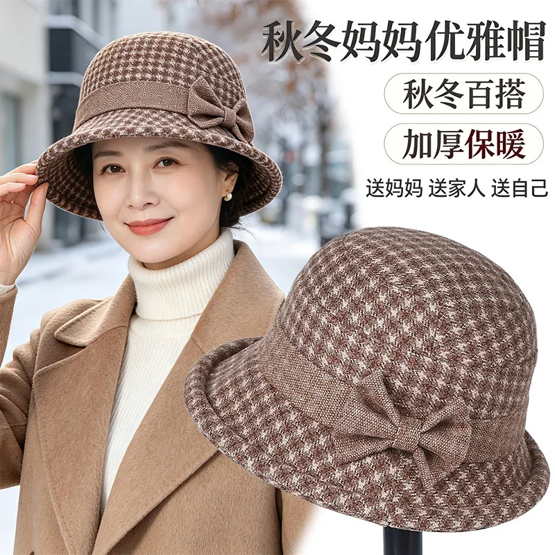 秋冬季中老年人帽子女妈妈奶奶老太太渔夫帽冬天保暖老人礼帽盆帽