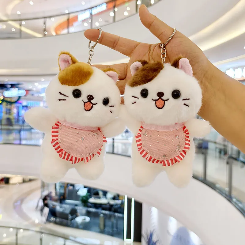 网红可爱三花猫毛绒挂件公仔创意马甲猫包包挂饰钥匙扣玩偶娃娃机