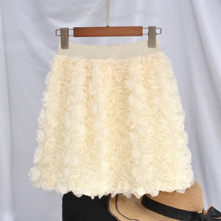 短裙春季a字半身裙女2024新款夏季立体花朵显瘦高级感超好看半裙