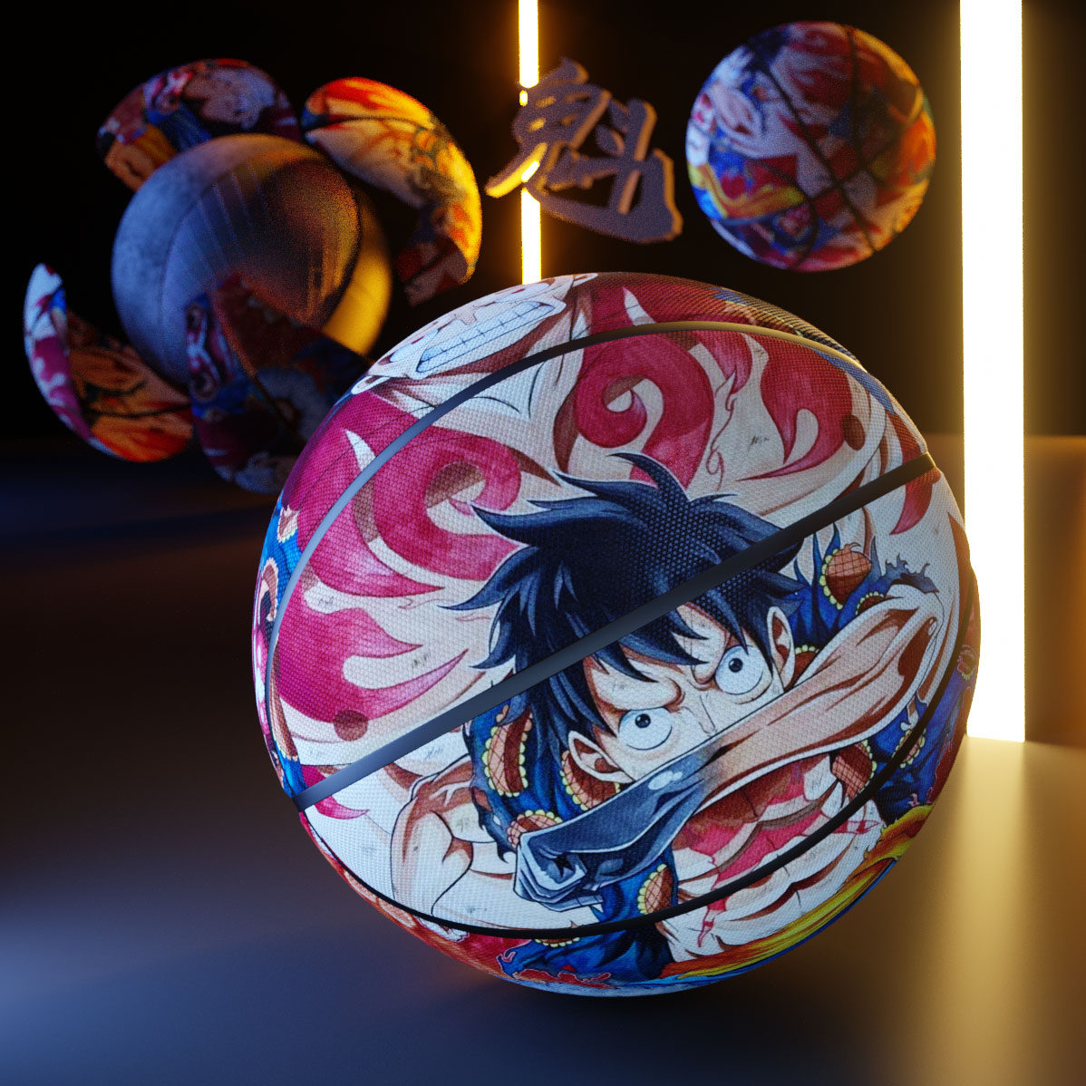 魁定制超纤pu软皮海贼王路飞彩色篮球室内外5号7号高弹耐磨防滑