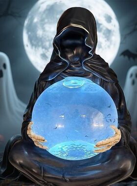 The Death God's Crystal Ball死神水晶球 - 哥特式黑袍死神雕塑