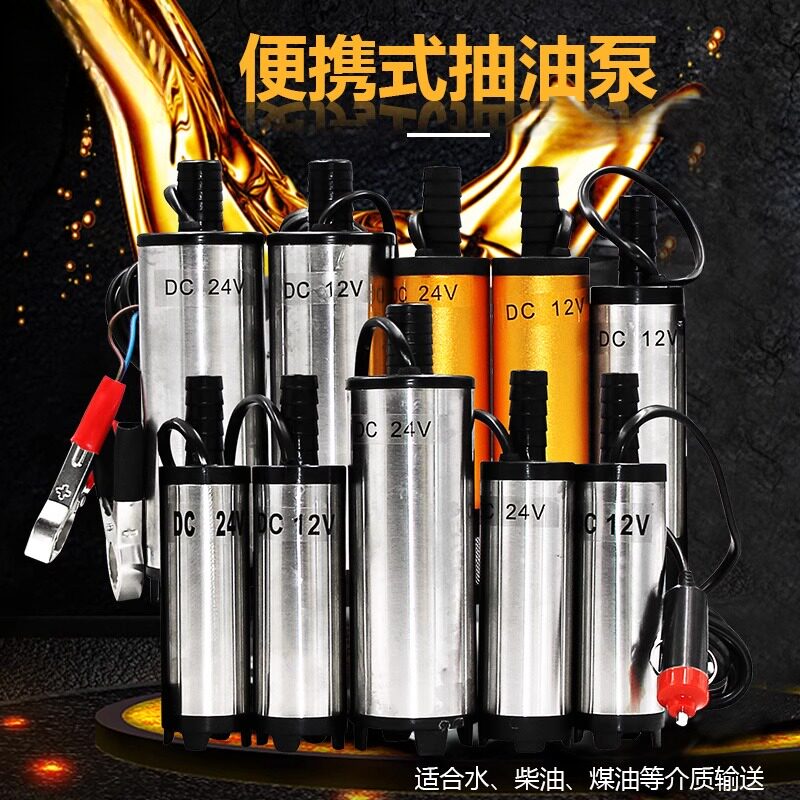 抽油泵12V抽油器 电动抽水泵 柴油24V直流加油机 小型潜水吸油泵