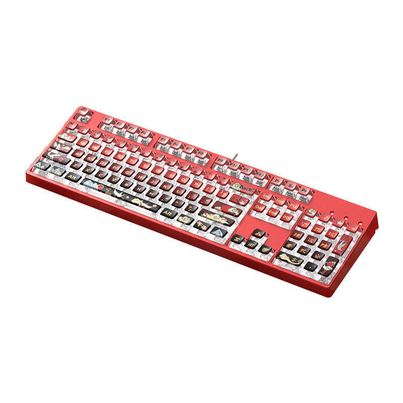 樱花游戏电竞专用机械键盘104键有线女生办公PBT透明透光电脑通用