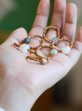 新中式天然和田玉戒指女指环核桃竹节尾戒文玩汉服国风配饰