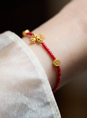 2025蛇年金刚杵手链女新中式国风高颜值手绳红色本命年琉璃手链
