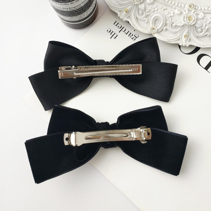 jill大姐姐同款蝴蝶结发夹复古黑色丝绒头花网红顶夹日系发饰秋冬