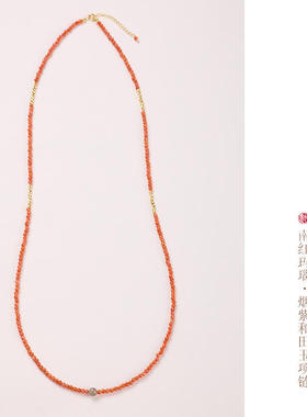 源头工厂天然3MM川料南红玛瑙项链女好运烟紫和田玉锁骨项链