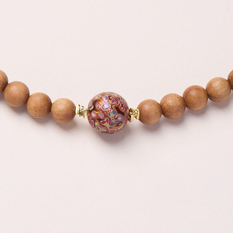 寺庙同款天然6MM奶香芭比檀木手串和田白玉双圈手串玉石手链