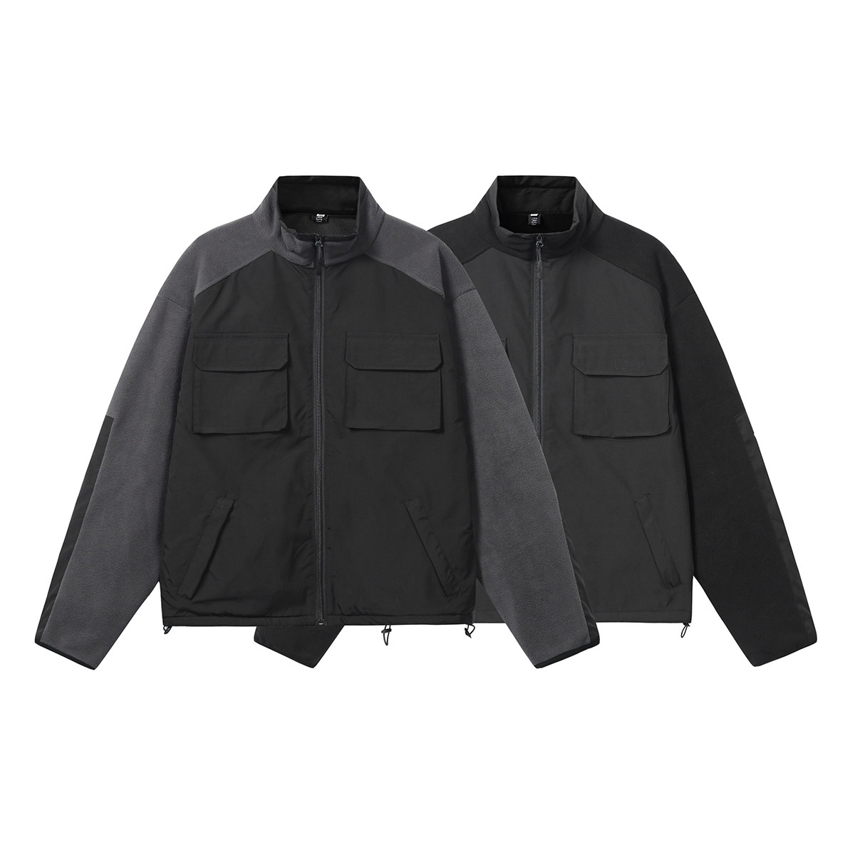 916-993-特P85深度库存春装拼接摇粒绒户外立领外套夹克白底，男装夹克，星座916