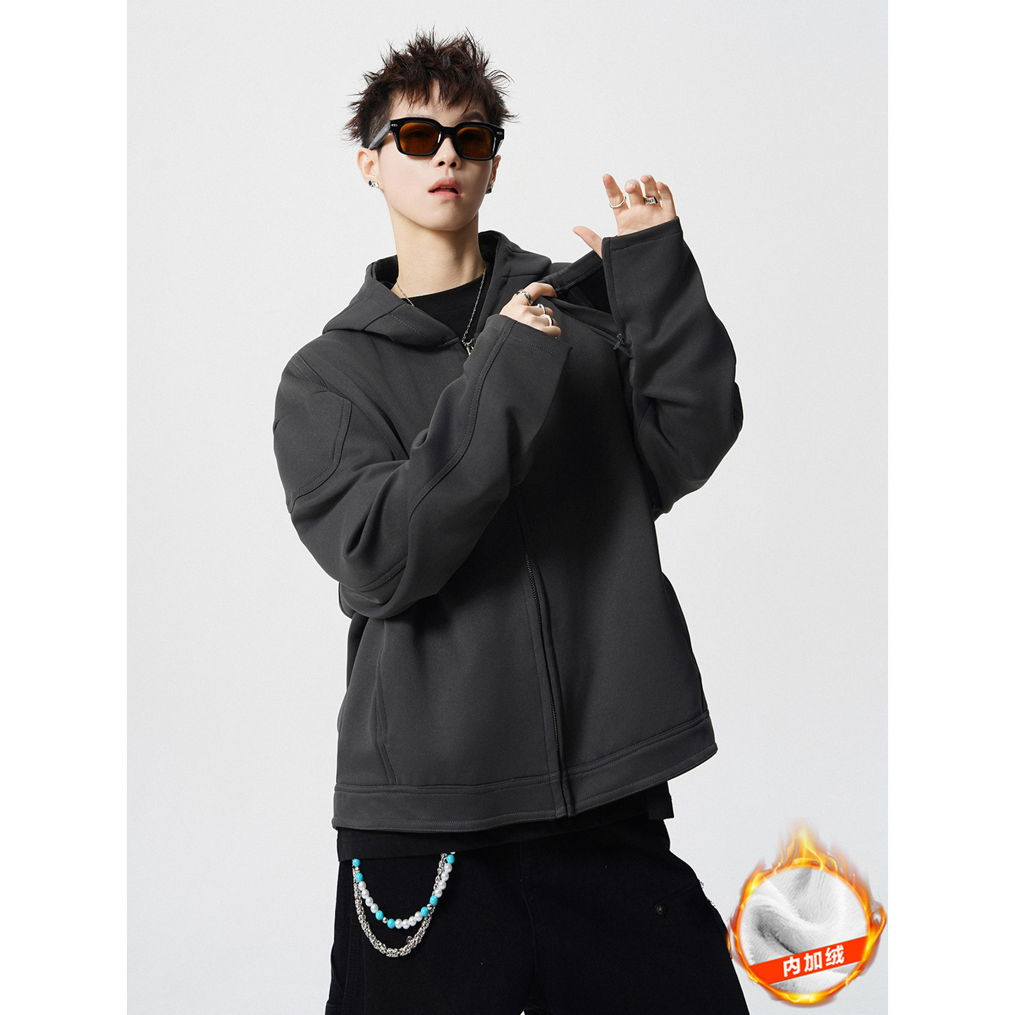 916-W96绒-特P78薄款W96-特P68现货秋冬重磅正肩机车连帽卫衣,男装工装外套,星座916