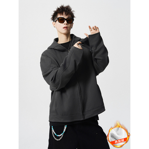 916-W96绒-特P78 薄款W96-特P68 现货 秋冬重磅正肩机车连帽卫衣图片