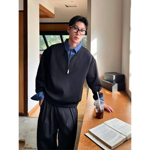 916-W97-特P58无差价 现货 重磅 新款拼接假两件卫衣 网图图片