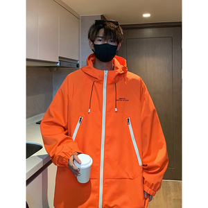916-958-P78 2024秋装 冲锋衣美式大码连帽夹克 港风M-5XL控108图片