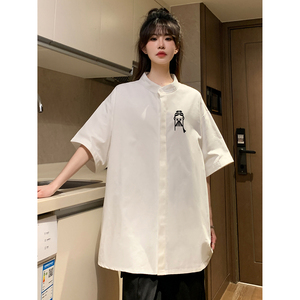 916-C67-P45 棉 高品质 新中式圆领短袖衬衫 中性 M-5XL 控68图片