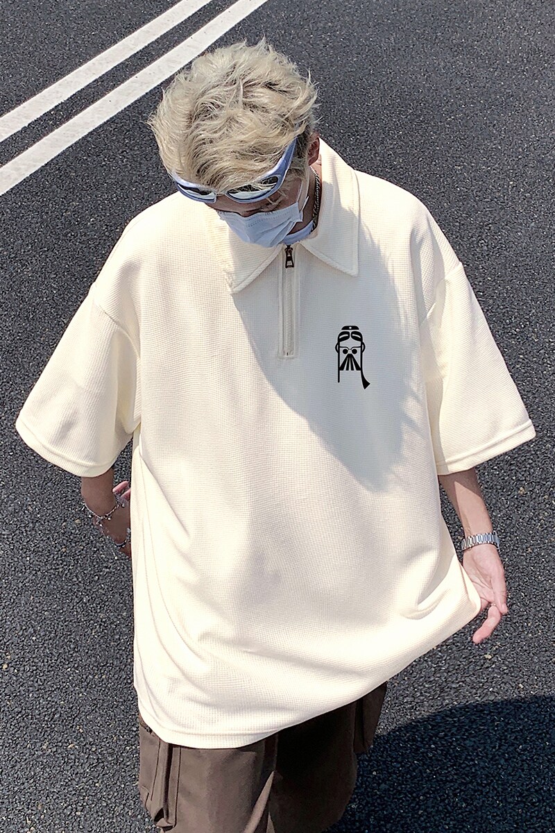 916-T138-P35新中式美式polo衫大码短袖T恤高街港风M-5XL控58,男装T恤,星座916
