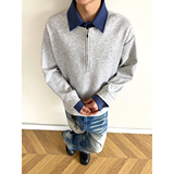 916-W97-特P55无差价现货重磅2026春装新款拼接假两件卫衣美式，男装卫衣，星座916