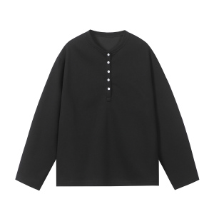 916-W89-特40无差价 重磅 可二开 2025春装 亨利领长袖卫衣 白底,男装卫衣,星座916