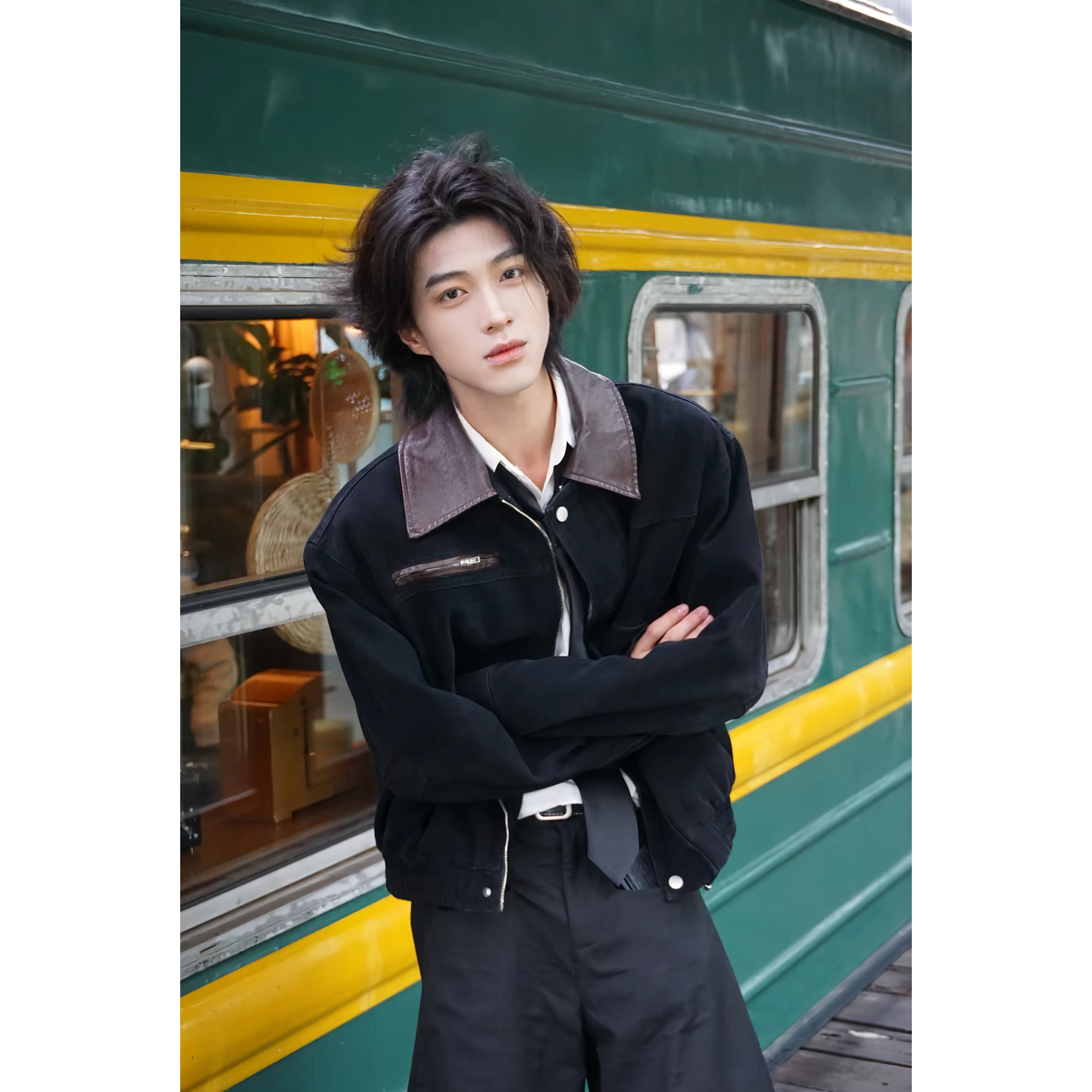 916-8003-特P88无差价棉春装撞色翻领夹克【黑色网图慎用】，男装夹克，星座916