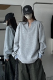 916-W82-特P33无差价重磅310克亨利领美式V领卫衣中性M-3XL，男装卫衣，星座916