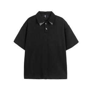 916-T165-特P35 2026夏装新款 高级感双层领polo衫短袖T恤 白底，男装T恤，星座916