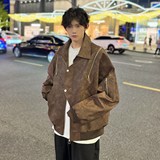 916-961-特P98无差价秋装新款美式大码PU皮衣夹克中性M-5XL，男装夹克，星座916