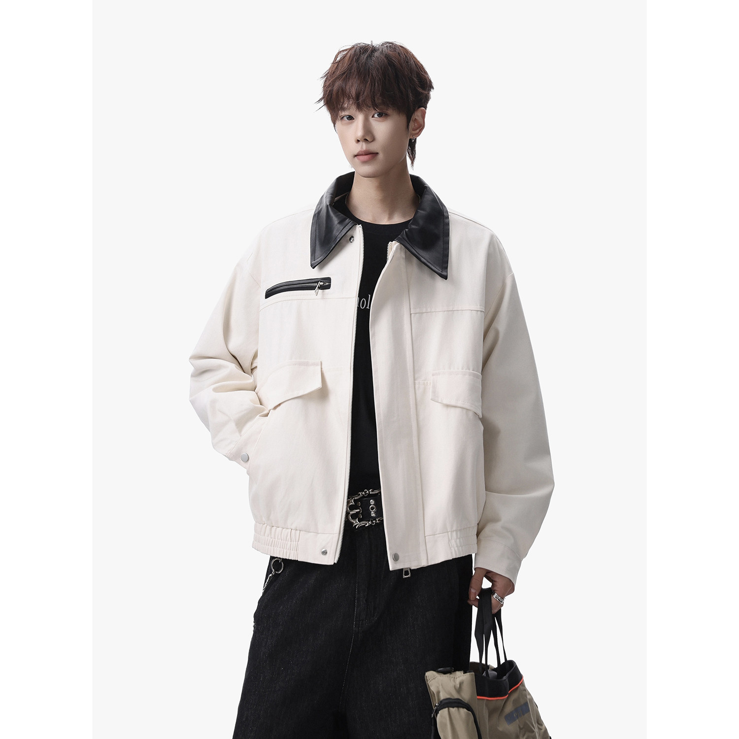 916-8003-特P88无差价棉2026春装美式撞色翻领夹克无影墙，男装夹克，星座916