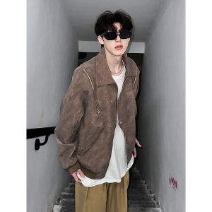 916-961-特P98无差价 秋装新款美式大码PU皮衣夹克外套 暗黑M-5XL图片