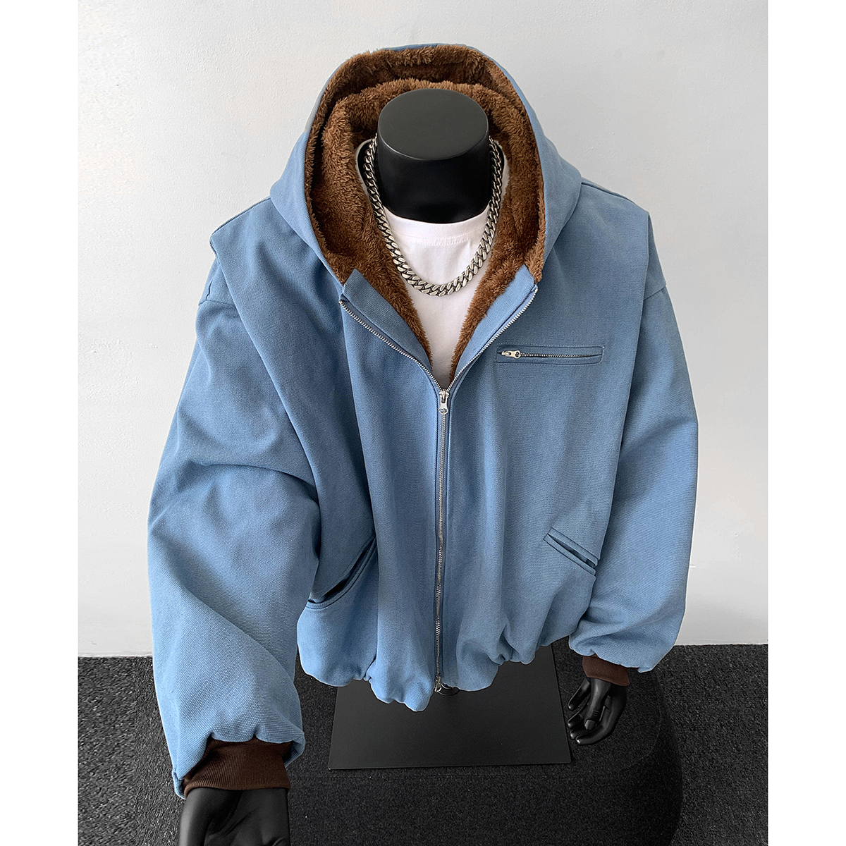 916-991-特P128无差价棉冬装重磅双拉链短宽连帽棉衣假模，男装棉衣，星座916