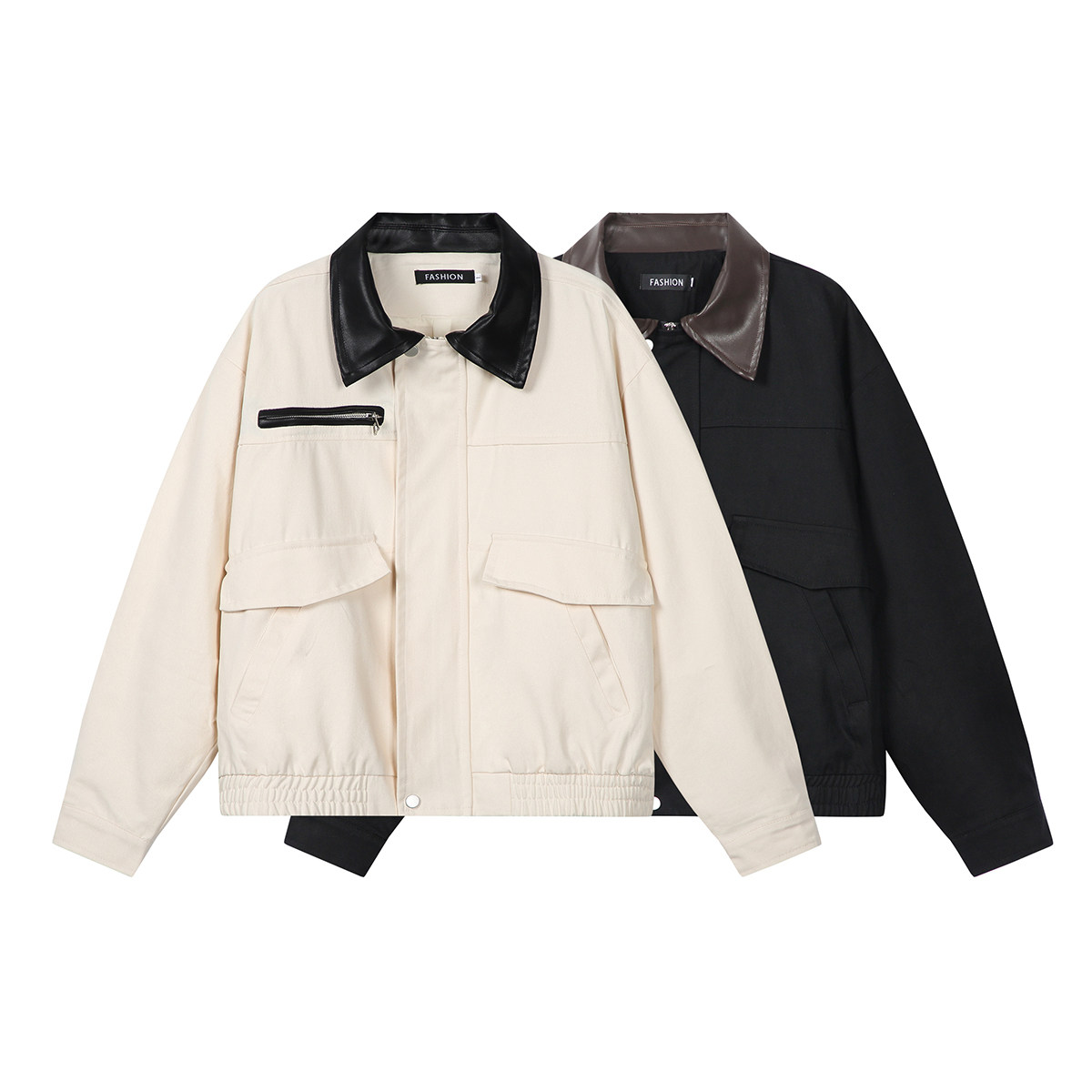 916-8003-特P88无差价2026春装新款古典轮廓撞色翻领夹克白底，男装夹克，星座916