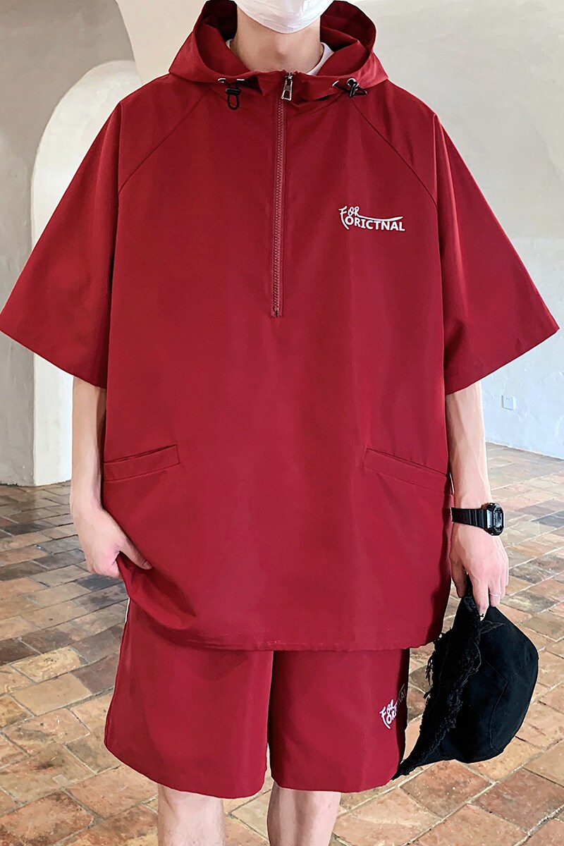 916-955-特P58无差价夏装连帽短袖T恤短裤大码套装港风M-5XL,男装T恤,星座916