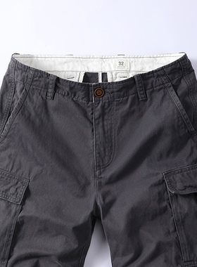 2025新款休闲工装短裤多口袋夏季男潮流百搭直筒宽松纯色四分短裤