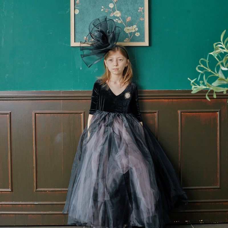 钢琴女童锦纶公主金丝绒礼服