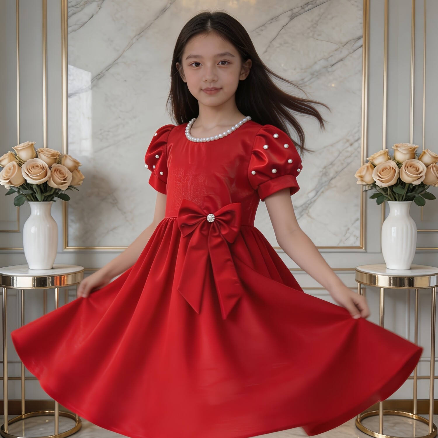 仙童堡女童红色朗诵合唱礼服图片