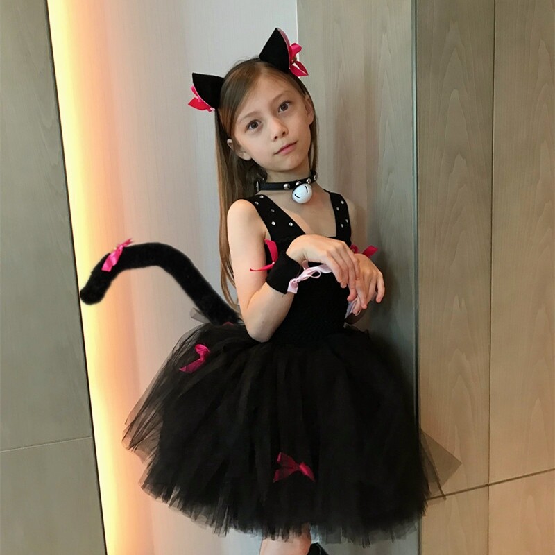 儿童演出服学猫叫万圣节游园服图片